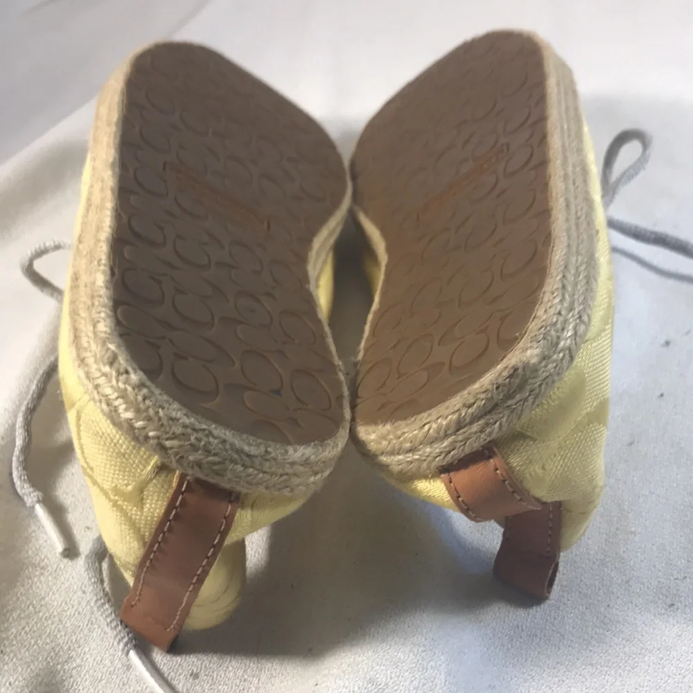 Coach Yellow Women's CC Canvas Espadrille Lace Up Sneaker Flat Shoes
